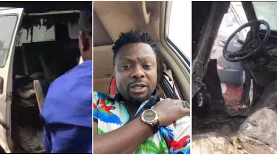 “I Did Not Pray for This in 2023”: Kunle Afod Gets Emotional Over Burnt Bus, Injured Driver, Photos Trend