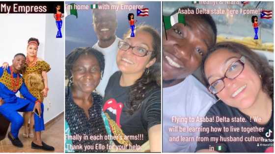 "Take me": Oyinbo mum with kids leaves Puerto Rico, flies into Nigeria to meet young man she fell in love with