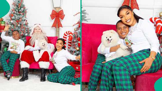 Christmas: Tonto Dikeh hosts Santa Claus at her home for her son and his 'brother,' shares pics