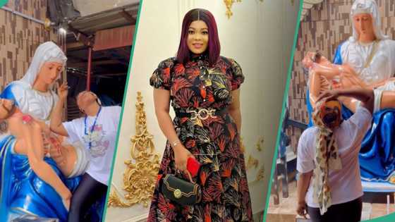 Ruby Ojiakor: Days after acquiring an SUV, actress presents keys to Mother Mary, video sparks debate