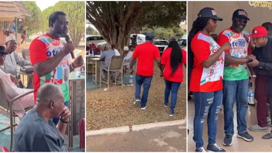 "He's the difference": Mercy Johnson rocks matching outfit with hubby, follows him to village for campaign