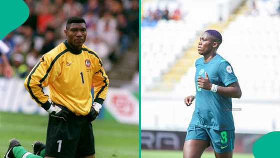 Asisat Oshoala pays tribute to Super Eagles legend Peter Rufai during WAFCON: “Respect, agba baller”