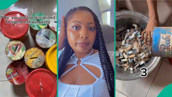 Nigerian lady displays money she saved inside 9 piggy boxes from January to December 2025, wows many