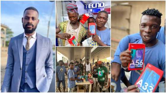 Man puts smiles on Lagos area boys' faces in Oshodi, buys them new smartphones for volunteering for his event
