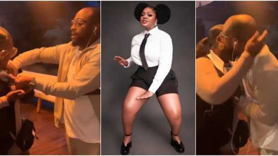 OBO no go minus: Eniola Badmus blushes as Davido kisses and rains pounds on her to celebrate her birthday