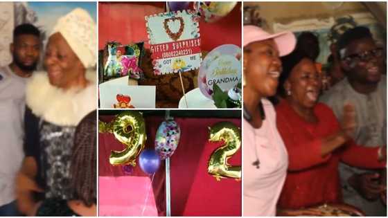 Iya Osogbo dances happily as colleagues surprise her with intimate party, cake, and saxophone on 92nd birthday