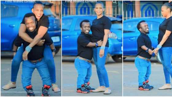 "May God keep you": Small-sized man flaunts his tall fine wife in viral photos, surprises many people online