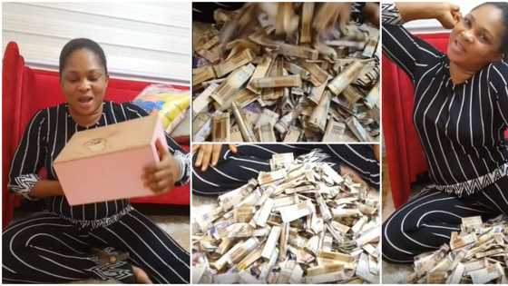 Actress Regina Chukwu shows off impressive amount of money she saved in her piggy bank