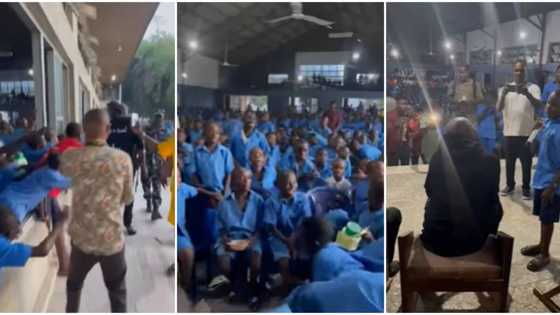 Students rush to the window, get handshakes as 2baba storms secondary school in Benue, small boy questions him