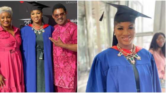 I Wish you triple blessings too: Omotola Jalade shares lovely photos as first daughter bags masters degree