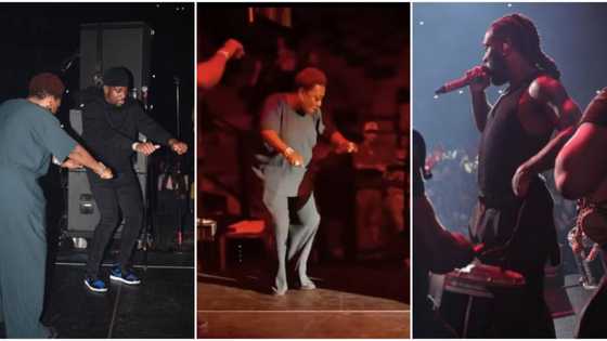 Sweet moment Burna Boy’s mum scatters dance floor backstage with stunning moves while singer performs