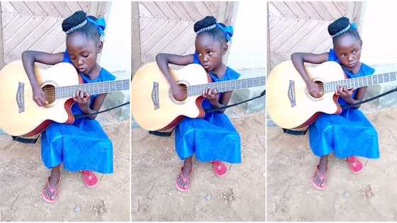 "Where is she from?" Pretty little girl in blue gown plays sweet music with guitar, video goes viral on TikTok