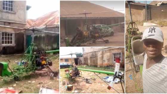 "Nigerian government help my project": Young man flaunts helicopter he built himself, drives it in video