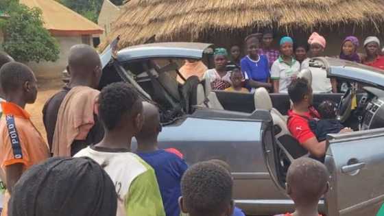 Amazed villagers surround man as he storms village in open-top car, video generates buzz