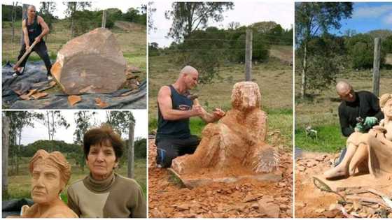 Young man makes beautiful woman sculpture from rock, beautiful photos wow social media