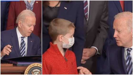 President Joe Biden sees child during bill signing ceremony, tells kid he will take him around White House