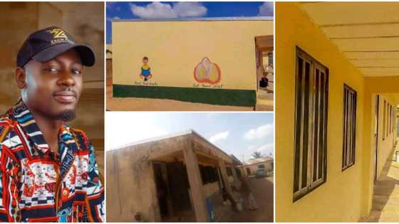 Nigerian man takes action instead of complaining, paints dilapidated government school himself in fine photos