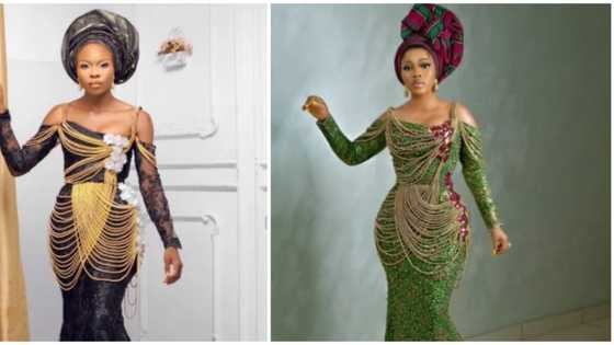 Celebrity style recreation: Internet users share thoughts as lady replicates Bukola Adeeyo's look