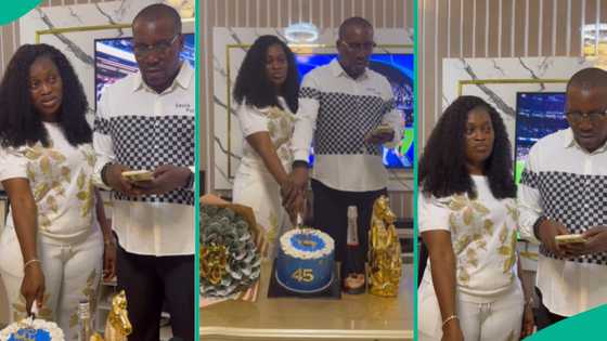 Video from woman’s birthday trends as her husband presses phone while cutting cake with her