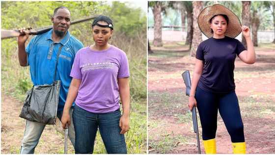 "Make uncle Ned catch you": Junior Pope makes promise to Regina Daniels as she shares moments from movie shoot