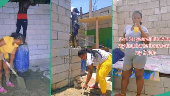 Young mum of 2 builds her house with little support, sleeps in her uncompleted building