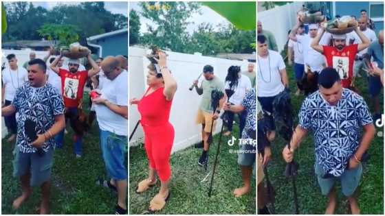 "No wonder client reply dey play": Oyinbos carry calabashes, perform ritual & worship Yoruba god in video