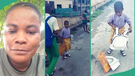 Video shows lovely moment man gifted new bag to schoolboy who uses nylon, melts hearts