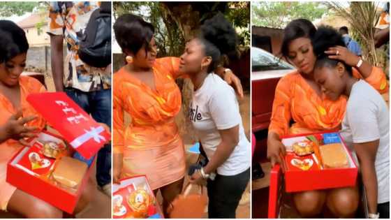 "She came all the way from Owerri": Tears of joy as fan meets Destiny Etiko, showers actress with gifts