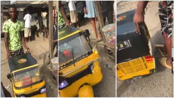 Young Nigerian man builds small keke in Aba, puts horn & headlights, video wows many people