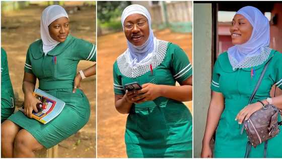 "You look cute": Beautiful nurse in green uniform goes viral on TikTok, her video trends online