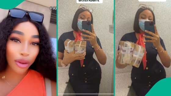 Lady working as air hostess gets bundles of money as gift, says she doesn't Touch Her Salary