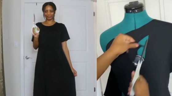 DIY dress transformation: Fashionista trends online for revamping oversized dress