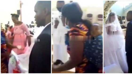 Woman disrupts wedding ceremony, claims she's married to the groom and has kids for him