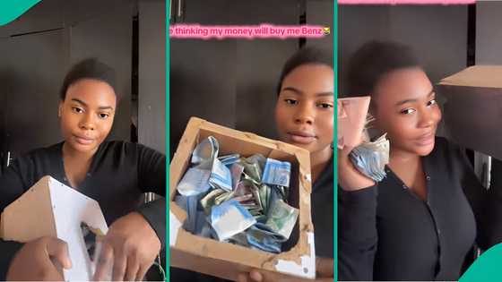 Lady who opened her piggy box after saving for a year shares how much she found inside, many react