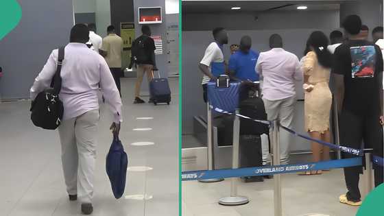 Family emotional at airport as dad relocates abroad, leaves them behind in Nigeria