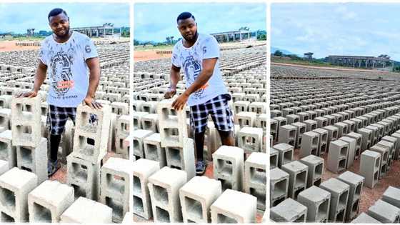 "Everything is possible": Nigerian graduate starts moulding blocks for sale, photos show his growing business