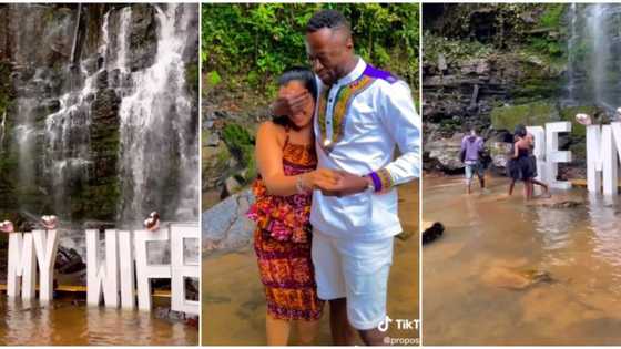 "This is a beauty": Man raises the bar as he proposes to his bae in a river, video shows her crying