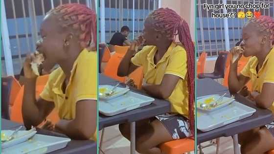 "Shame no dey her eyes": Girl aggressively chews chicken bone at restaurant, video trends online