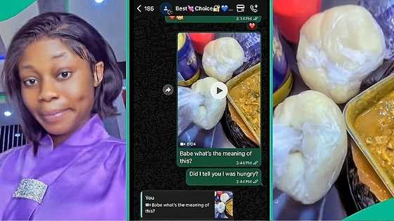 Girlfriend's Day: Angry lady's chat with boyfriend who sent her akpu and soup as gift surfaces