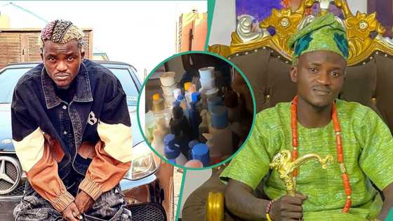 Portable shows off pile of creams and soaps he uses, netizens blast him: “Na why skin no fit smooth”