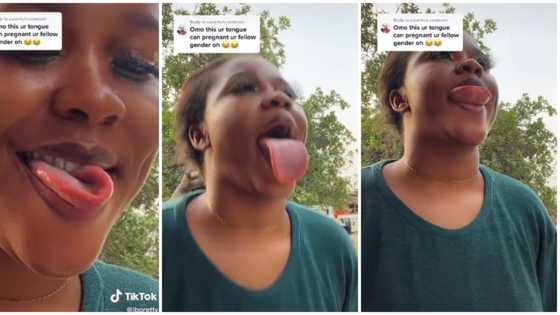 Men want to marry her: Beautiful Nigerian lady with long tongue like snake wows many, dances with it in viral video
