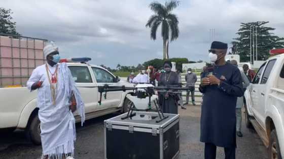 COVID-19: Ooni of Ife donates fumigation drones to Ogun government (photo)