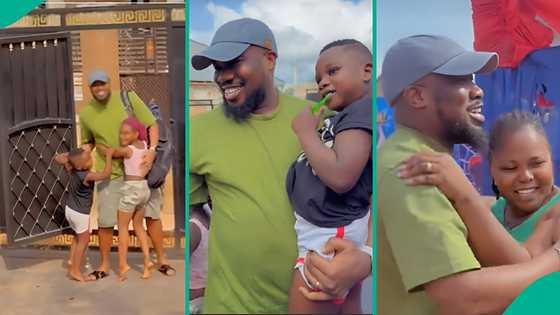 Nigerian man returns from UK after 1 year and 6 months, reunites with family in emotional clip