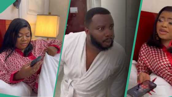 “So na u I carry”: Drunk Sabinus in tears as he meets Bobrisky in bed after carrying lady from club