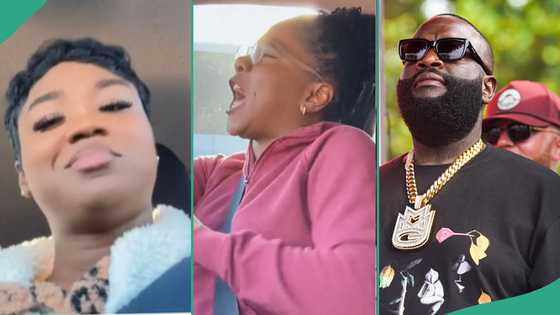 Lady sees her mother rapping like Rick Ross inside car, shares incredible video on TikTok