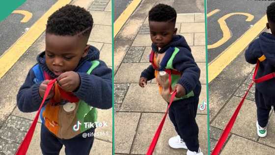 "He doesn't stay one place": Mother uses long rope to restrain her son, funny video trends on TikTok
