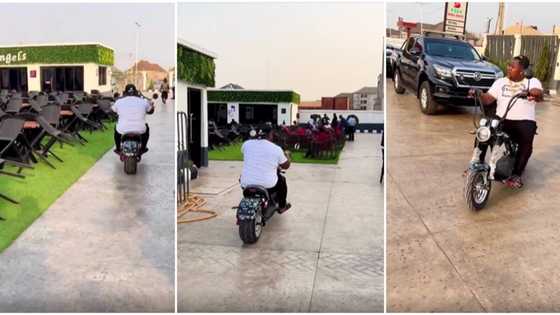 Cubana Chiepriest buys cute bike to carry him around his stadium-like nightclub, shares video online