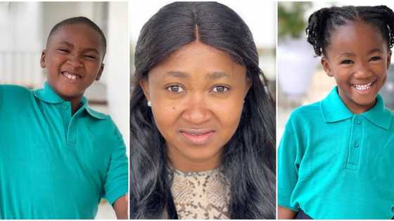Filmmaker Mary Njoku goes emotional as her children start school after 2 years of being at home