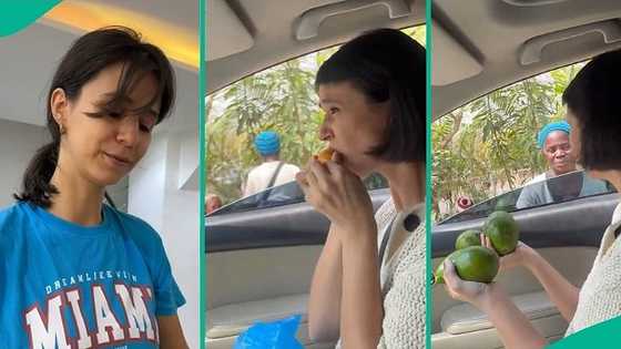 Viral video shows oyinbo lady pricing agbalumo and avocado, people react to clip