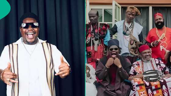 Mr Macaroni features Pete Edochie, other Nollywood legends in new skit: "This must hit the cinema"